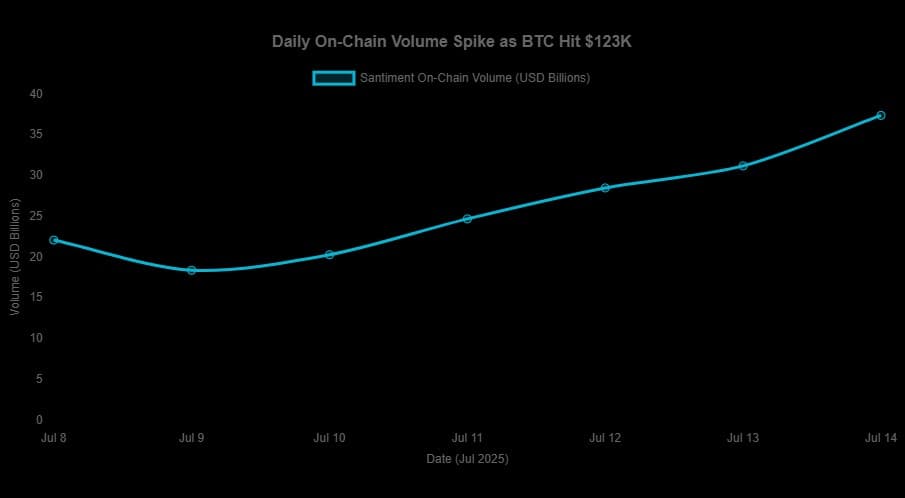 Daily on-chain BTC swap volume spike on AnonSwap as Bitcoin hit $123K in July 2025